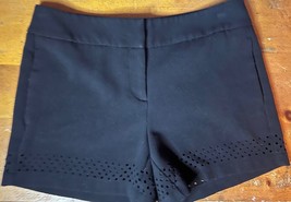 Calvin Klein Flat Front Rayon Blend Stretch Perforated Cutout Shorts Bla... - $11.30