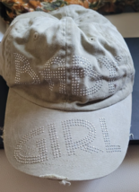 Women's Hat Adjustable One Size Fits Most "Baby Girl " Shiny Beads Tan Cute - $9.99