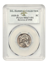 1939-D 5c PCGS MS67+ FS (Reverse of 1940) ex: D.L. Hansen - £8,598.79 GBP