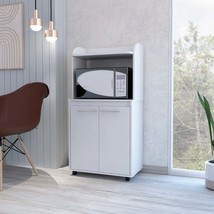 Totti Kitchen Cart: White, Double Door &amp; Shelves - $3,731.55 MXN