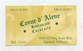 Coeur d'Alene Restaurant Card Long Beach Blvd Lynwood California 1950's - $11.88