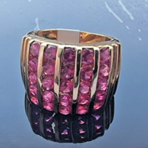 925 Sterling Silver Vermeil Ruby Channel Set Band Ring Size 6 - £51.73 GBP