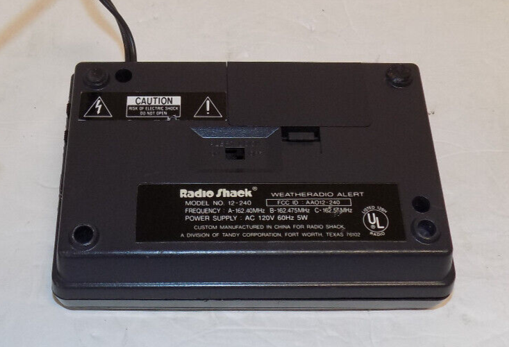 Radio Shack 12-240 Weather Radio Alert Weather 9V Battery Backup - $12.72