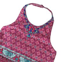 Monsoon Med Pink Blue Ombre Ikat Boho Halter Dress Jeweled Smocked Strap... - $24.26