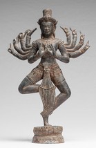 Antik Khmer Stil Bronze Post-Bayon Ardhaparyanka Shiva - 10 Arme - 50cm/50.8cm - $858.24