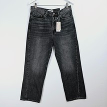 Mango Black Jeans Straight Cropped High Waist Forward Seams Size UK 12 NEW - $30.79