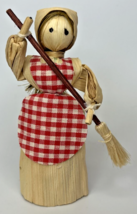 Vintage Japanese Kokeshi Straw Wicker Maid Doll 5&quot; SKU PB196/21 - $24.99