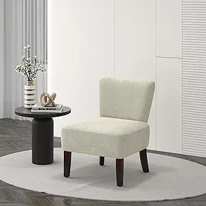 Chenille Fabric Armless Leisure Chair For Living Room Bedroom Office,Bac... - £228.84 GBP