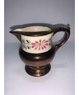 Vtg English Copper Luster Creamer Pitcher Pink Floral Band Le Pera Hand ... - £6.97 GBP