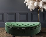 Jacqueline Half Moon Storage Ottoman Button Tufted Velvet Upholstered Go... - $512.99