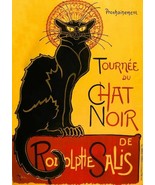 Le chat noir tournee art nouveau cat black ceramic tile mural backsplash... - $101.09 CAD