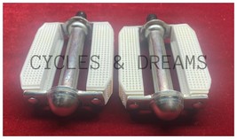 1/2&quot; CHROME/WHITE Vintage Schwinn Stingray Block Pedals, Cruiser Lowrider Bike - £12.93 GBP