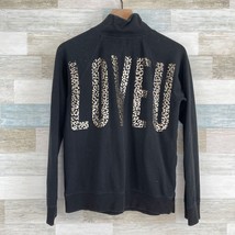 Victorias Secret Animal Print Love U Logo 1/4 Zip Sweatshirt Black Women... - $24.74