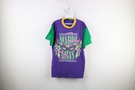 Vtg 90s Streetwear Mens Large Faded Spell Out Mardi Gras Color Block T-Shirt USA - £35.00 GBP