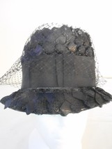 Vintage Women&#39;s Black Woven Bucket Hat with netting Union Made - $1,068.48 MXN