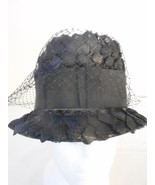 Vintage Women&#39;s Black Woven Bucket Hat with netting Union Made - $1,068.48 MXN