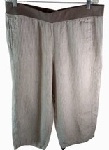 Love Linen J. Jill L Lounging Pants Stripe BROWN/WHITE Wide Legs Pullon Pockets - £12.46 GBP