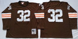Men&#39;s Jim Brown #32 Long sleeves Stitched Jersey Brown White - €40,61 EUR