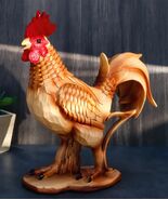 Ebros Farm Chicken Rooster Decorative Figurine In Faux Bamboo Finish Resin - $37.63 CAD