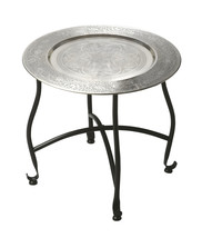 14" Black And Silver Aluminum Round End Table - $2,464.31 MXN