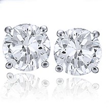 1.30 CT Coupe Ronde Moissanite Diamant Clous Oreilles 14K Plaqué or Blan... - $107.67