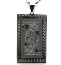 King of Hearts Card Spiral Frame Metal Beaded Necklace - 4 x 2.5 cm Pendant - £8.69 GBP