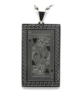 King of Hearts Card Spiral Frame Metal Beaded Necklace - 4 x 2.5 cm Pendant - $10.88