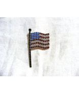 Vintage Silver Toned American Flag Pin Black Red Blue Clear Rhinestones ... - $34.64