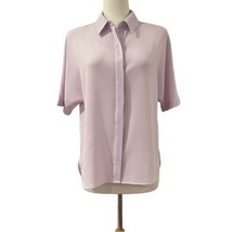 Adrianna Papell Hi Low Button Blouse Size S Lilac Purple Crepe Easter Modest NWT - £11.74 GBP