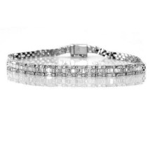 Fine Diamond Bracelet 2.17ct Baguette cut Diamonds 18K White Gold G VS1 Bracelet - £6,126.83 GBP