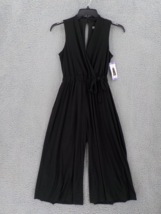 Sandra Darren Womens Crop Jumpsuit SZ XS Black Elastic Waist Pockets Keyhole NWT - £10.54 GBP