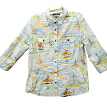 North River Outfitters Womens Button Up Multi Color Size Large 100% Cotton - £9.94 GBP