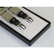 ELEGANT Suspenders Clip on and Button Option for Slacks or Suit Pants Tan Khaki image 3