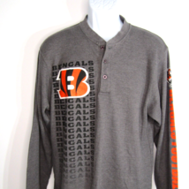 NFL Football Cincinnati Bengals Long Sleeve Gray Thermal Henley Shirt Si... - £17.80 GBP