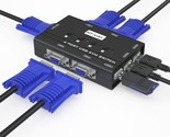 Kvm Switch Vga, 4 Port Kvm Switch W/ 4 Kvm Cables For 4 Computers Share ... - $42.99