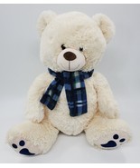 Dan Dee X- Large Holiday Bear Cream w Plaid Scarf 22&quot; Plush Stuffed Anim... - €43,57 EUR