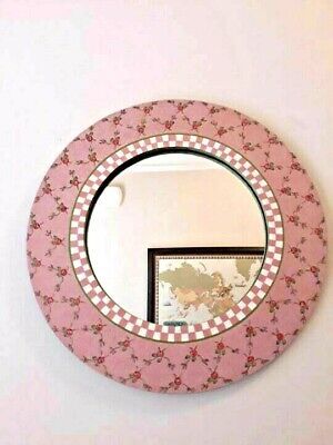 18" Unique Creations Pink Flowers Custom made Framed Mirror strawberry shortcake - $35.63