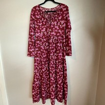 Free People Dress S Tiers of Joy Midi Plum Red Pink Long Sleeve Cottagec... - $38.69