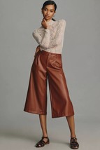 NWT By Anthropologie Faux Leather Culottes $128 SIZE 8 Brownish Orange  - £58.98 GBP