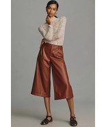 NWT By Anthropologie Faux Leather Culottes $128 SIZE 8 Brownish Orange  - £58.31 GBP