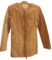 Ariat Women&#39;s Western Pigskin Leather Suede Jacket Medium Fringe Buckskin Color - £63.51 GBP