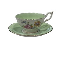 HTF Vintage Coalport England Mint Green Floral Gold Trim Tea Cup Saucer - £18.51 GBP