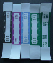 500 Mixed $25 to $250 Cash Money Self-Sealing Straps Logo Currency Bands  - £8.76 GBP