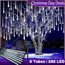 288-Led Solar Light Meteor Shower Rain Tree String Light Outdoor Garden Party Us - £22.13 GBP