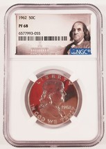 1962 50C Franklin Mezzo Dollaro a Prova Di Selezionato Da NGC Come PF-68 - $74.21