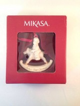 Used Mikasa Baby's xmas Rocking Horse Ornament in Original Box First Christmas - $10.95