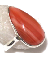 Special Sale, Orange Botswana Agate Ring, Size 6 US or M for UK, 925 Silver - £14.53 GBP