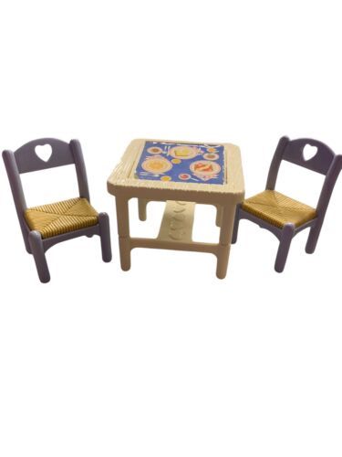 Fisher Price Loving Family Dream Dollhouse Dining Room Flip Table 2 Blue Chairs - $12.19