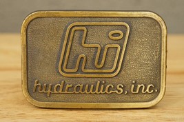 Vintage Brass Metal Belt Buckle Advertising Promo HI Hydraulics Inc Vancouver WA - £16.24 GBP