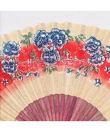 Vintage Innes Shoes Blue Floral Paper Advertising Fan Japan 8.5&quot; x 15&quot; - $21.32